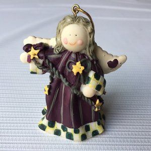 Holiday Treasures Angel with Wings Small Resin Ornament Purple Christmas Decor